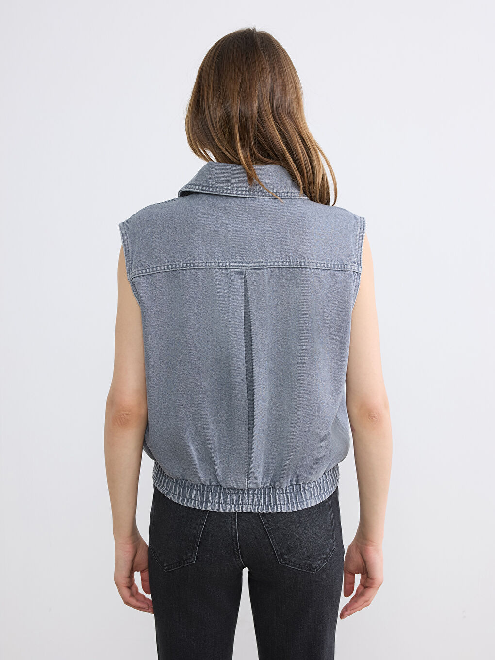 жағалы әйелдерге арналған деним жилет-3