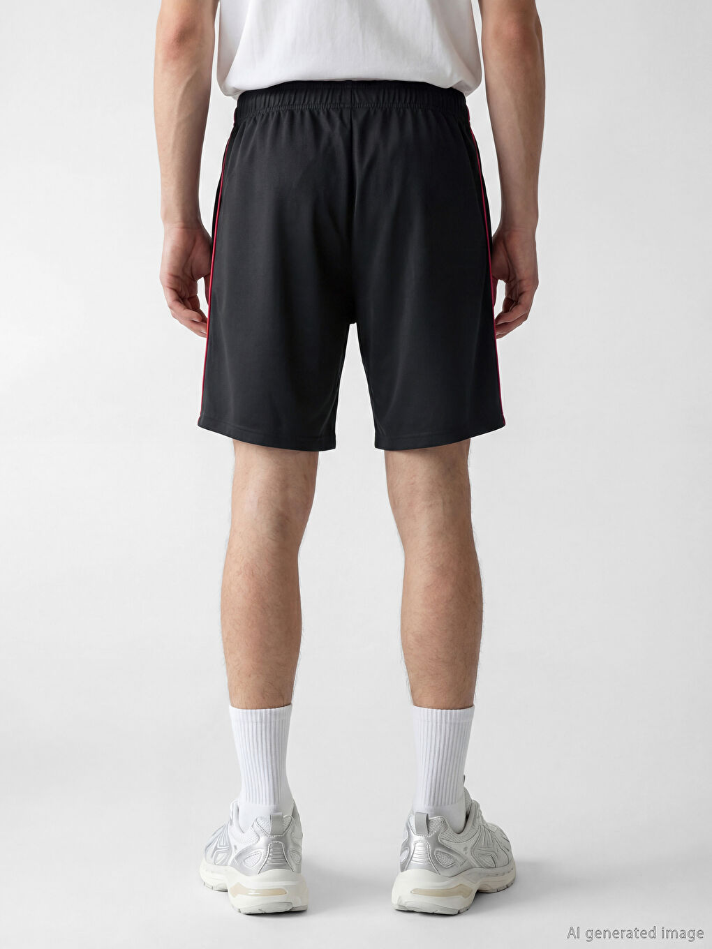 Siyah Standart Kalıp Unisex Spor Şort-6