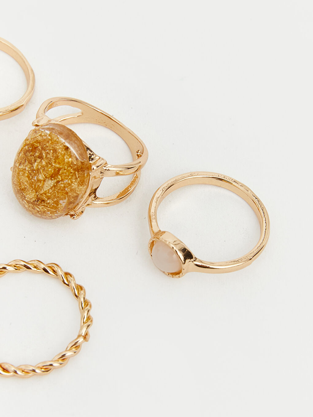 Sarı Taşlı Kadın Yüzük Seti 5'li-1