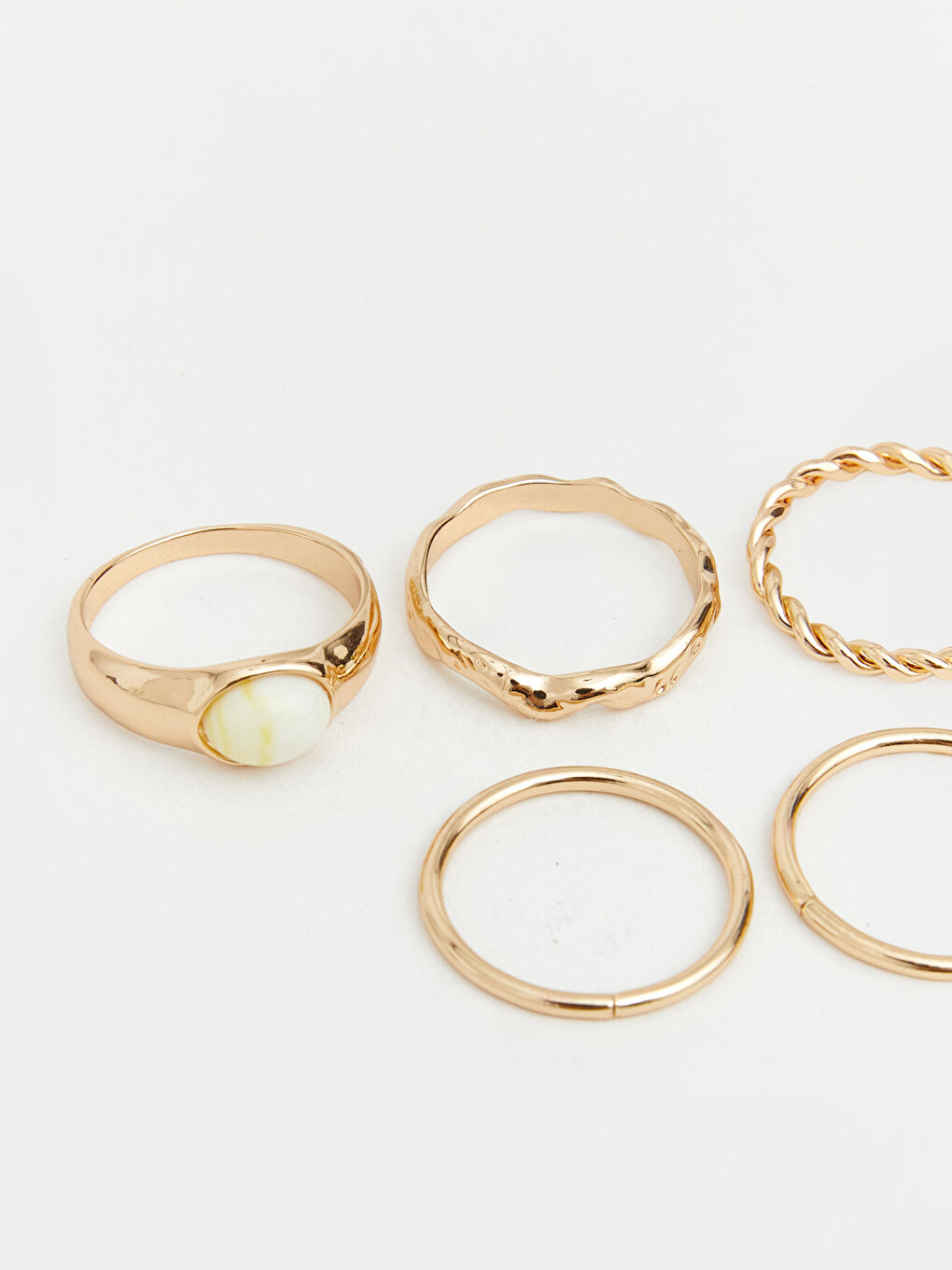 Sarı Taşlı Kadın Yüzük Seti 5'li-2