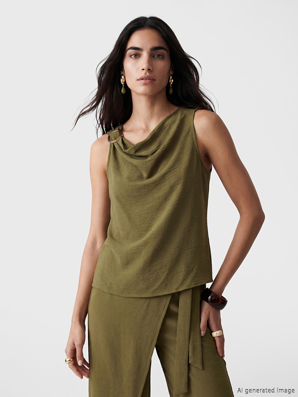 Cowl Neck Ruched Blouse