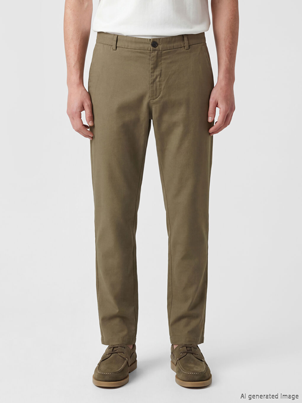 Haki Standart Kalıp Erkek Gabardin Pantolon-1