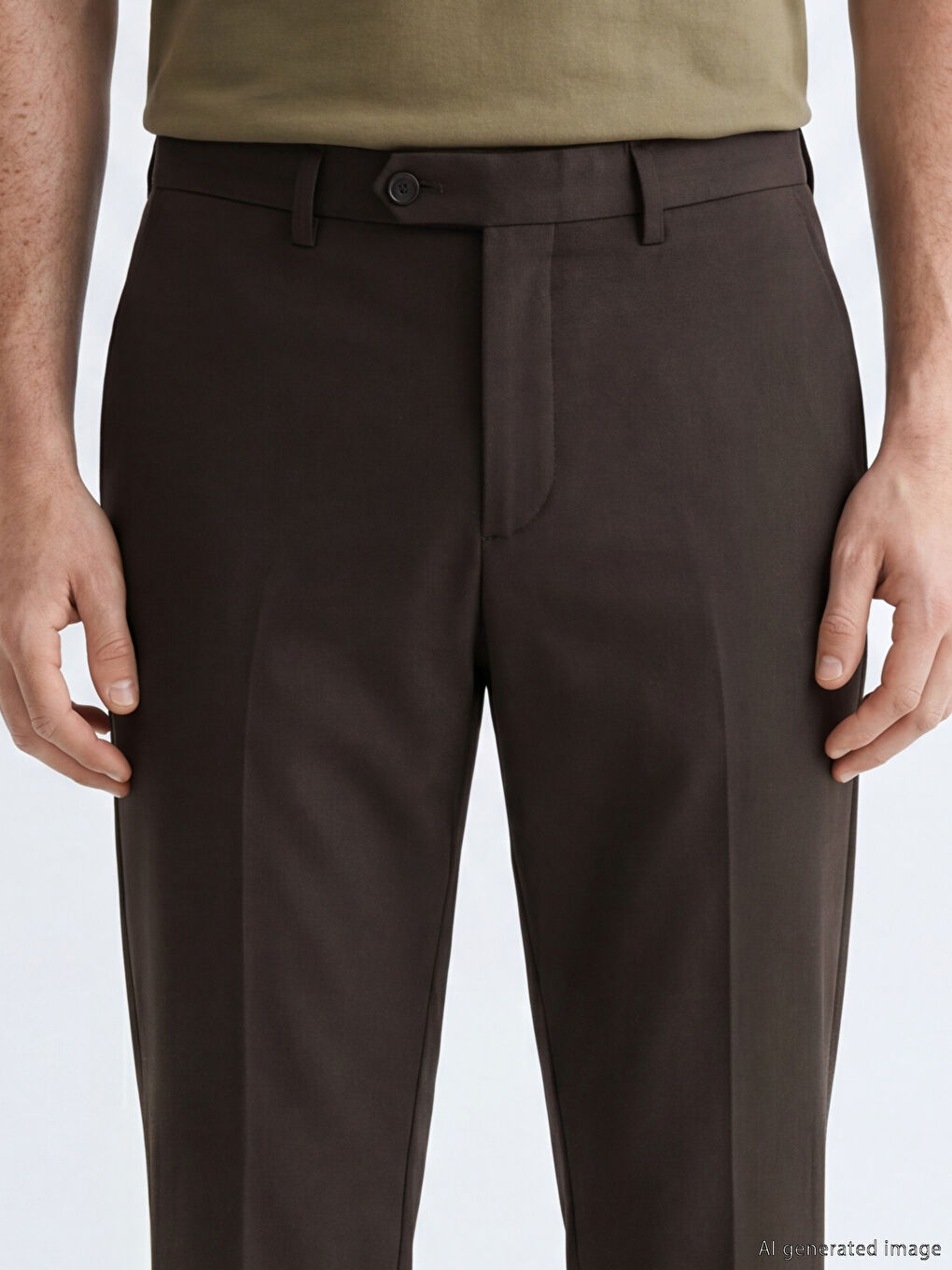 Kahverengi Standart Kalıp Erkek Gabardin Pantolon-2