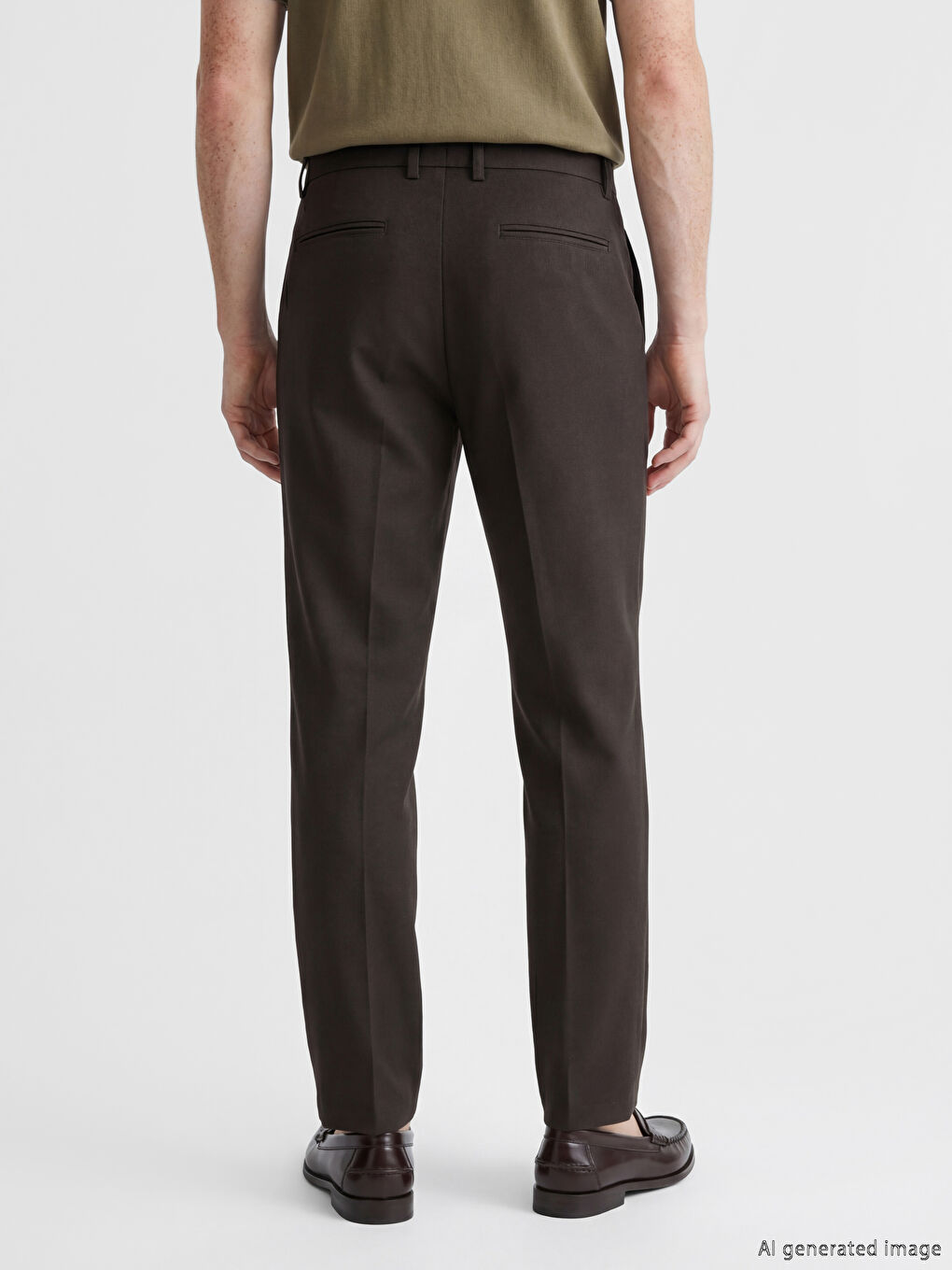 Kahverengi Standart Kalıp Erkek Gabardin Pantolon-3