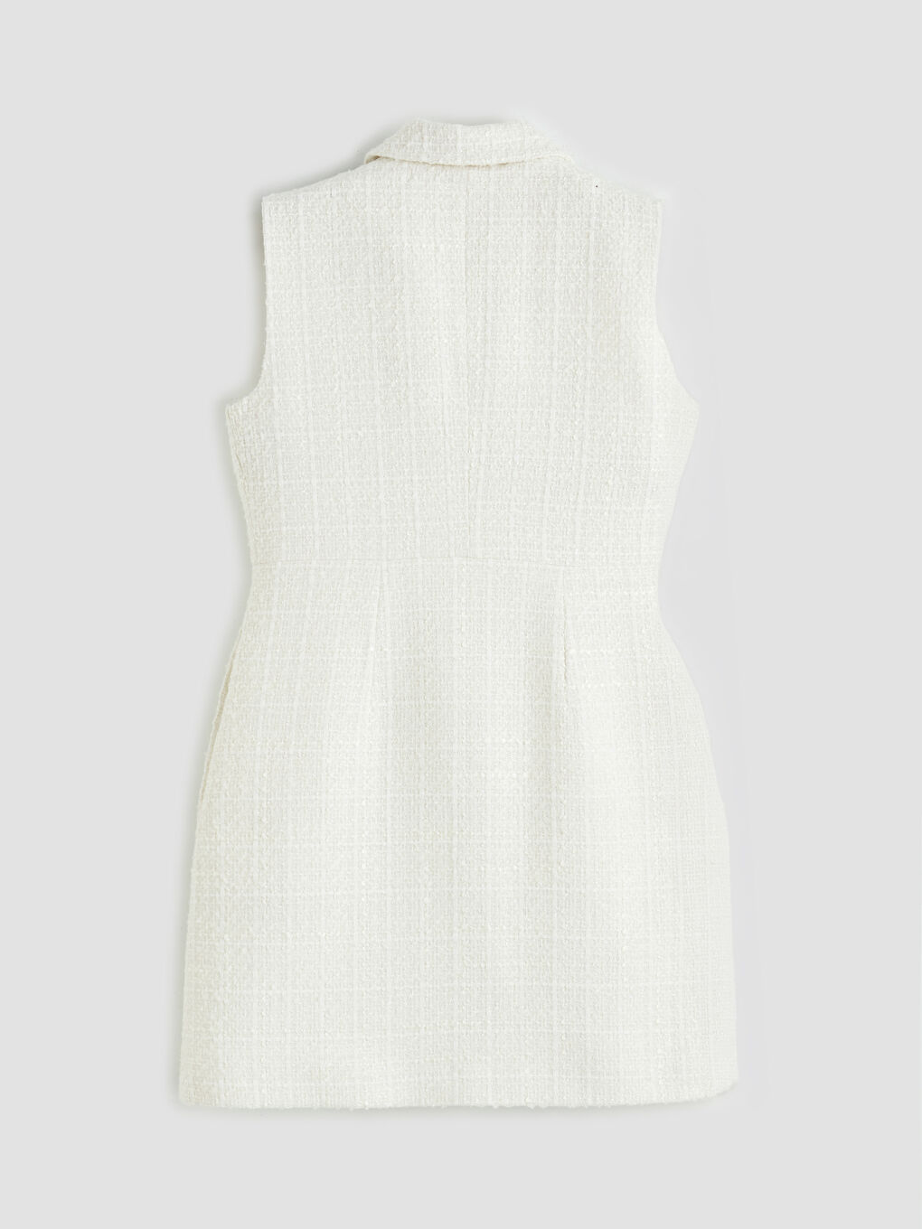 Ekru Tüvit Mini Gömlek Elbise-1