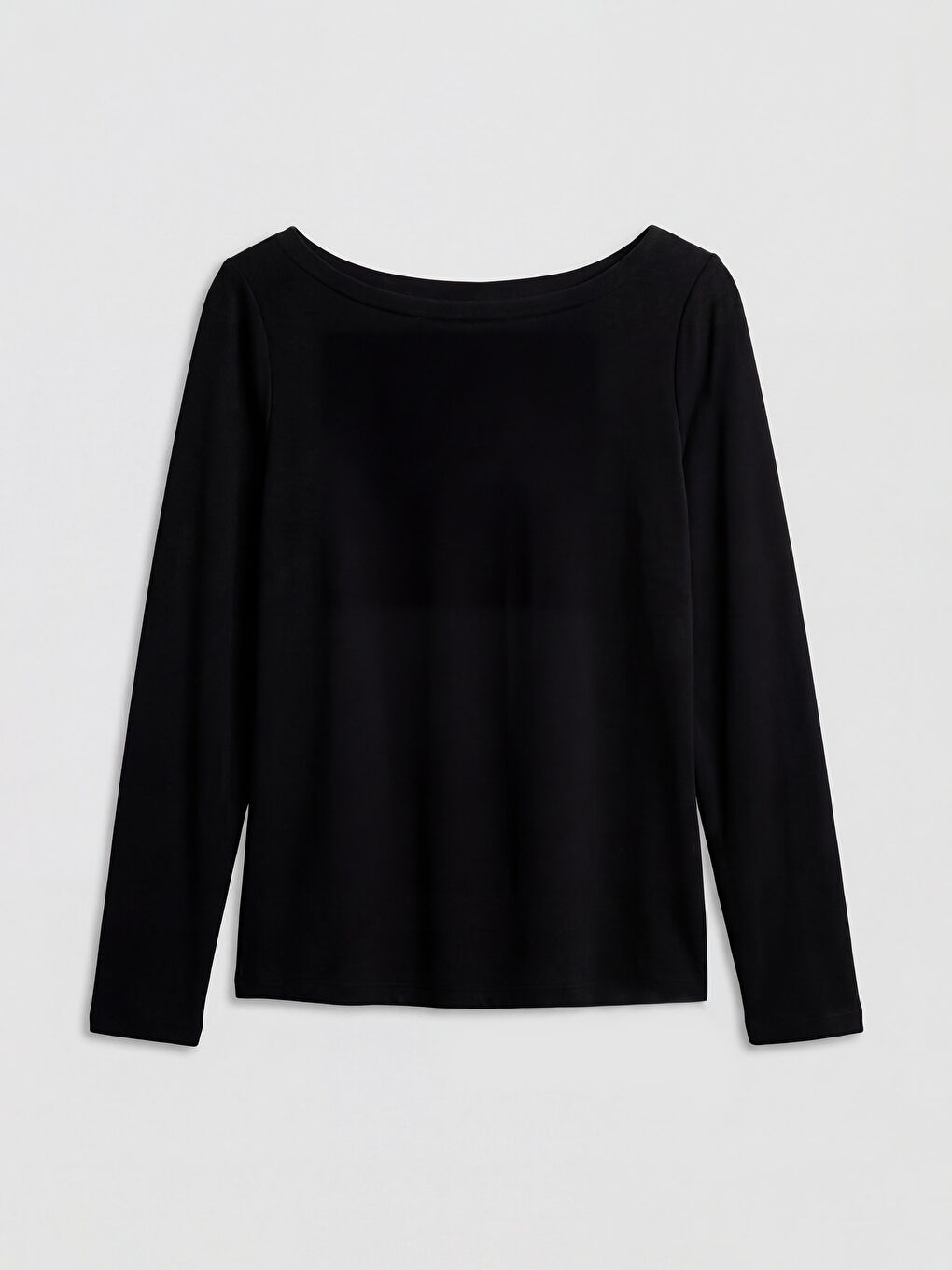 Siyah Kayık Yaka Modal Karışımlı Kadın Atlet