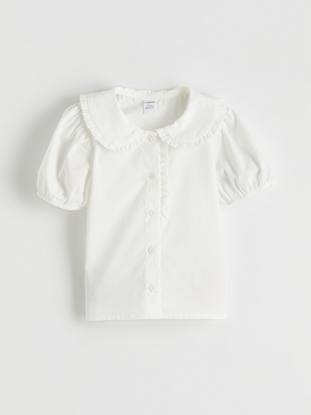 Ekru Fırfırlı Bebe Yaka Poplin Kız Çocuk Gömlek