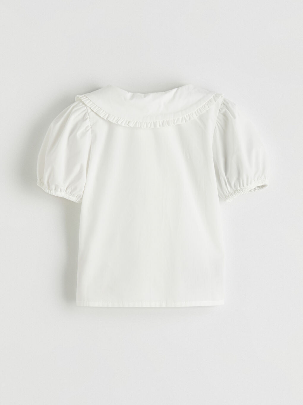 Ekru Fırfırlı Bebe Yaka Poplin Kız Çocuk Gömlek-2