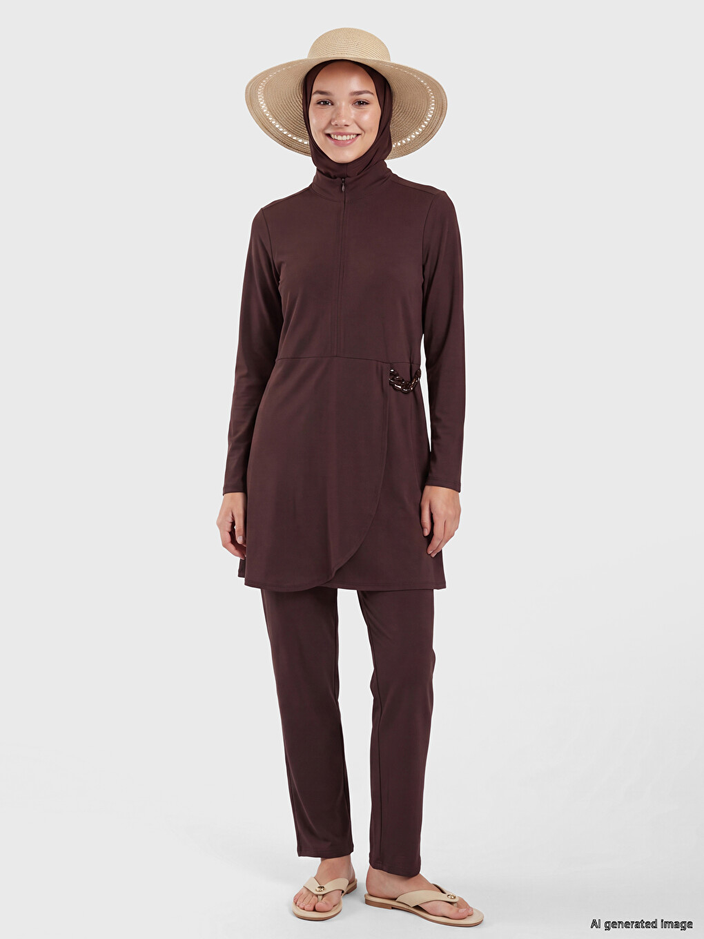Mock Neck Women's Modest Swimsuit Set