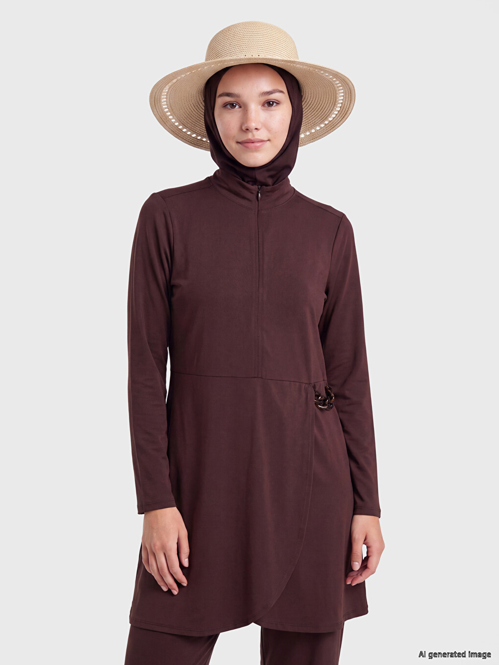 Mock Neck Women's Modest Swimsuit Set-1