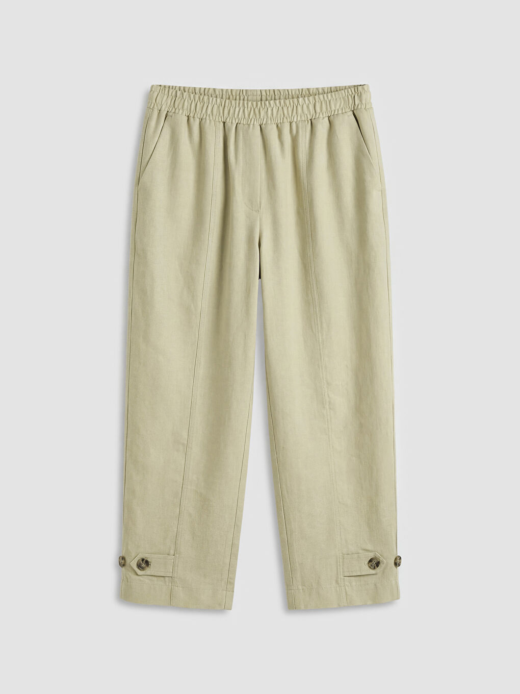 Yeşil Beli Lastikli Kadın Pantolon