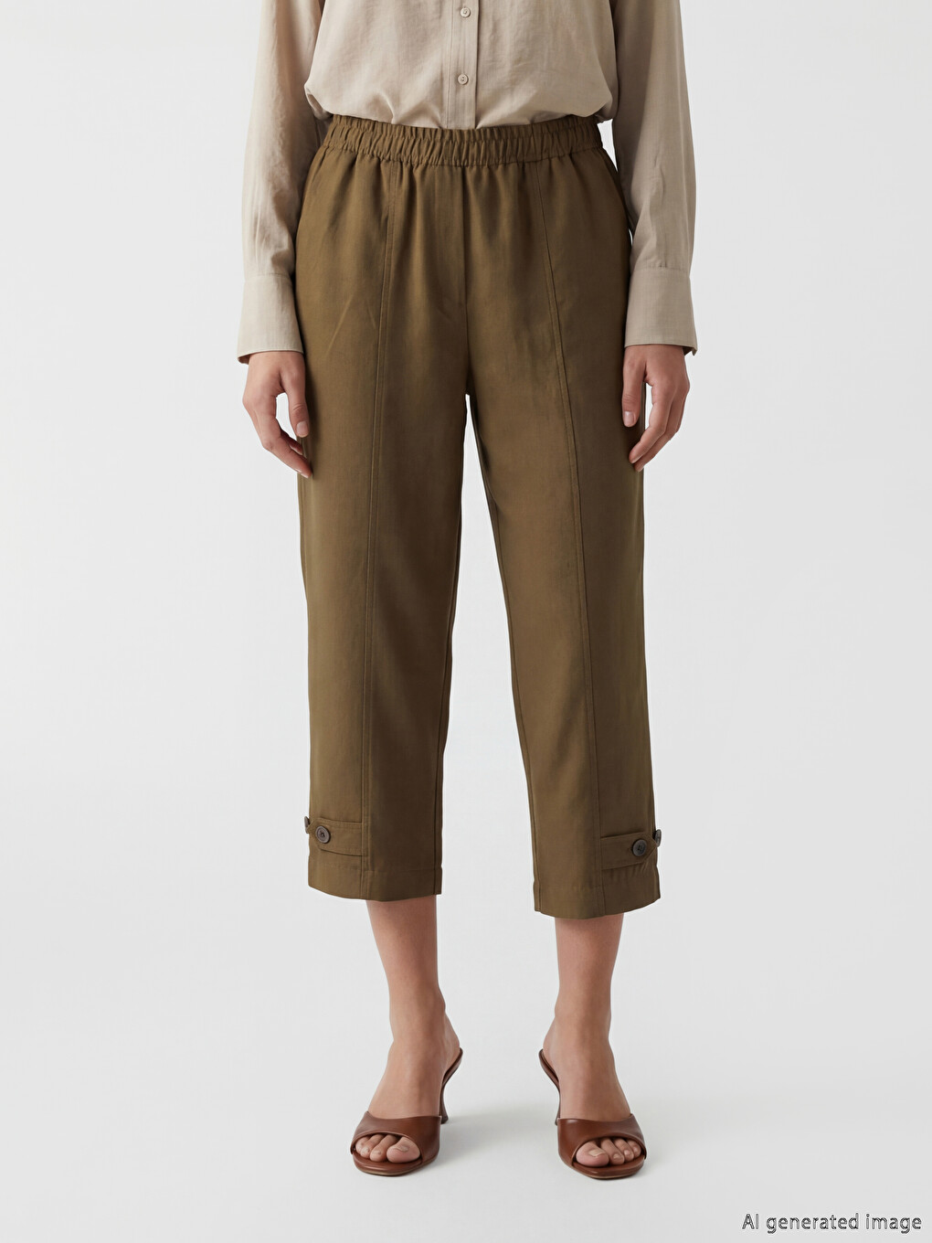 Ženske pantalone sa elastičnim strukom, regularnog kroja-1
