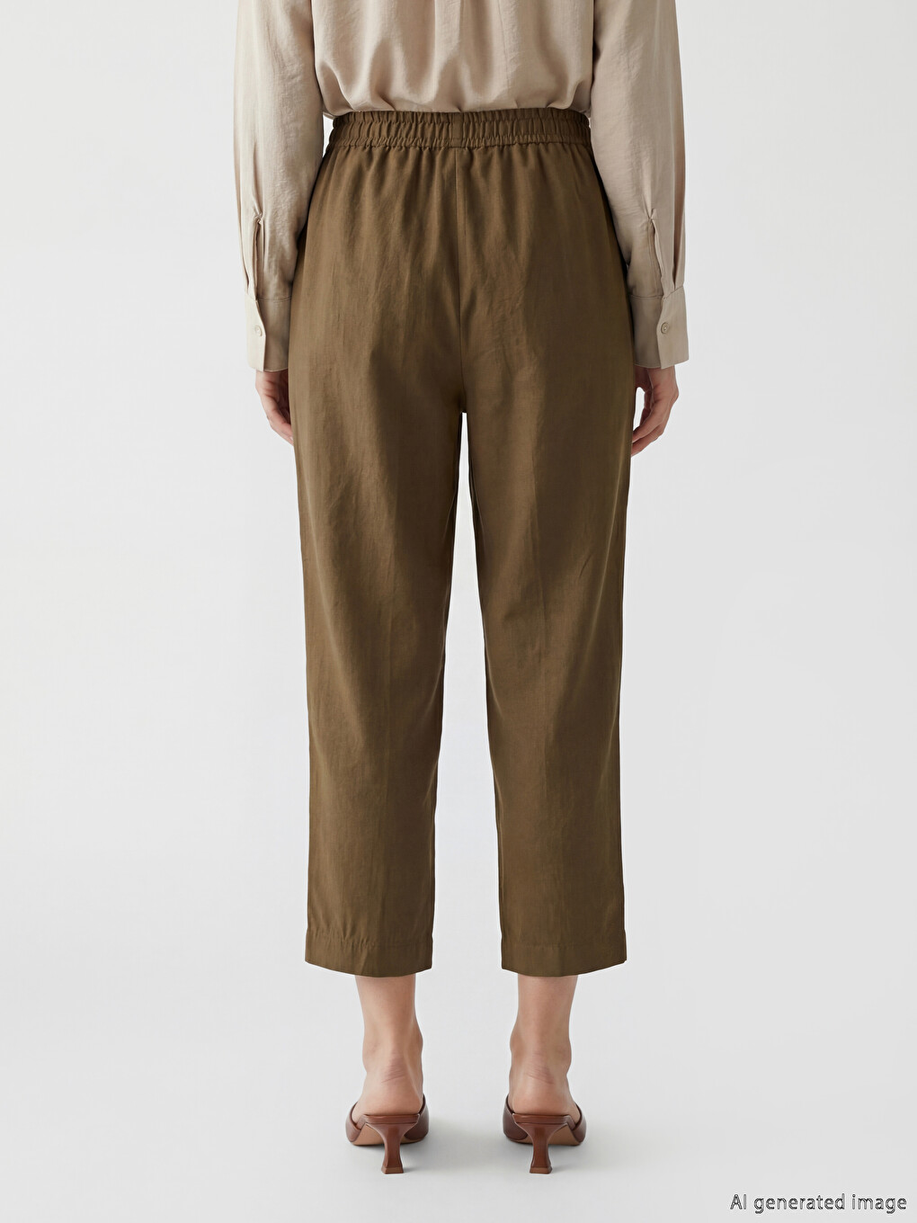 Ženske pantalone sa elastičnim strukom, regularnog kroja-3