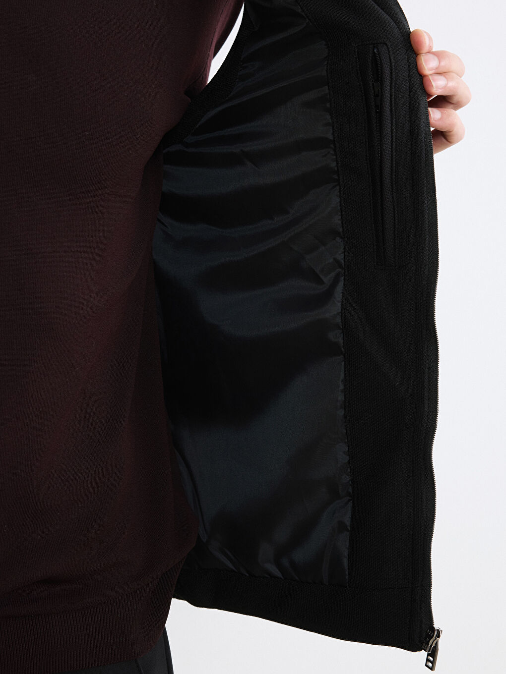 Siyah Slim Fit Dik Yaka Erkek Yelek-2