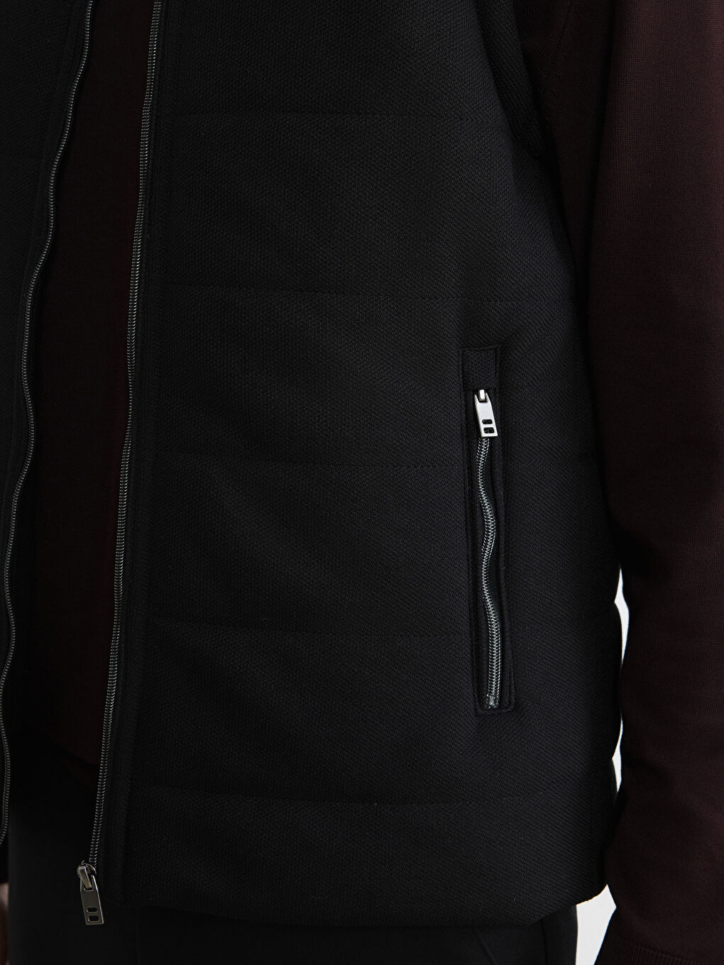 Siyah Slim Fit Dik Yaka Erkek Yelek-3