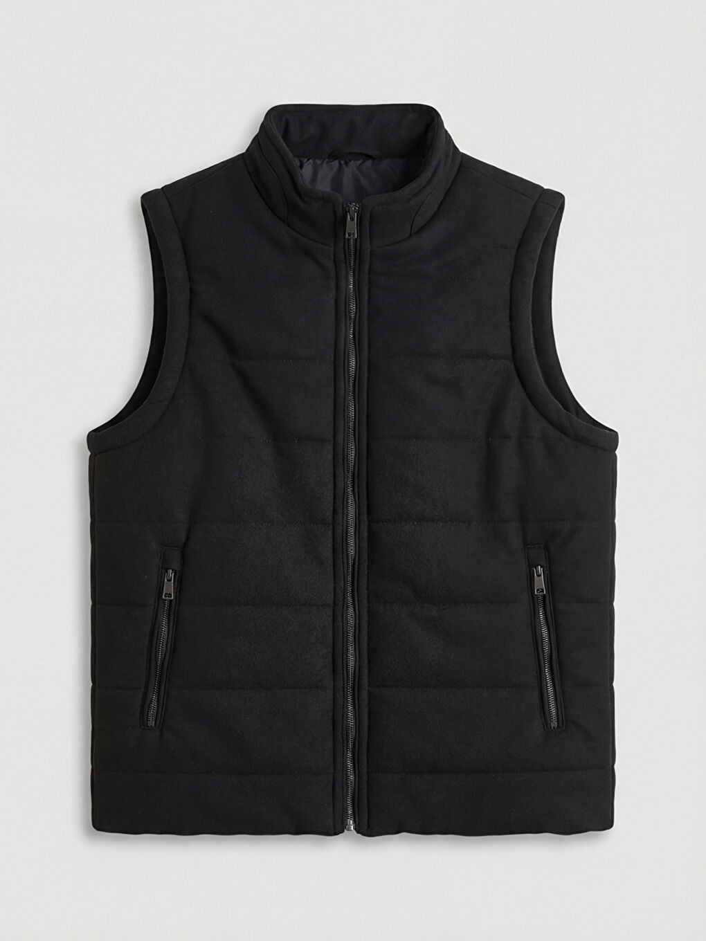 Siyah Slim Fit Dik Yaka Erkek Yelek-5