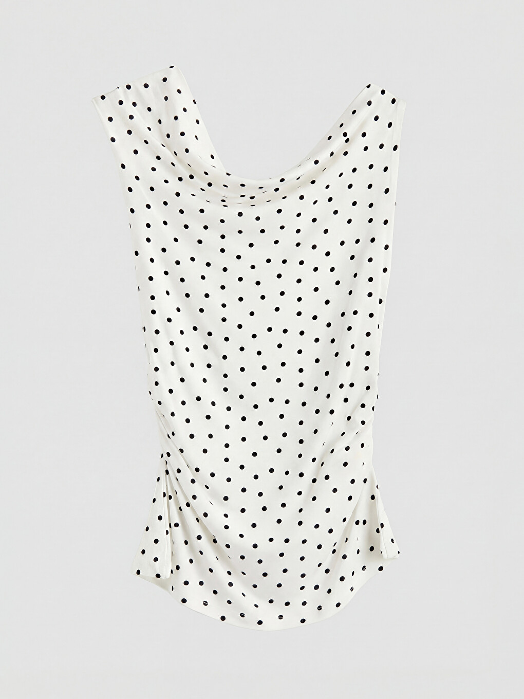 Boat Neck Polka Dotted Blouse-5