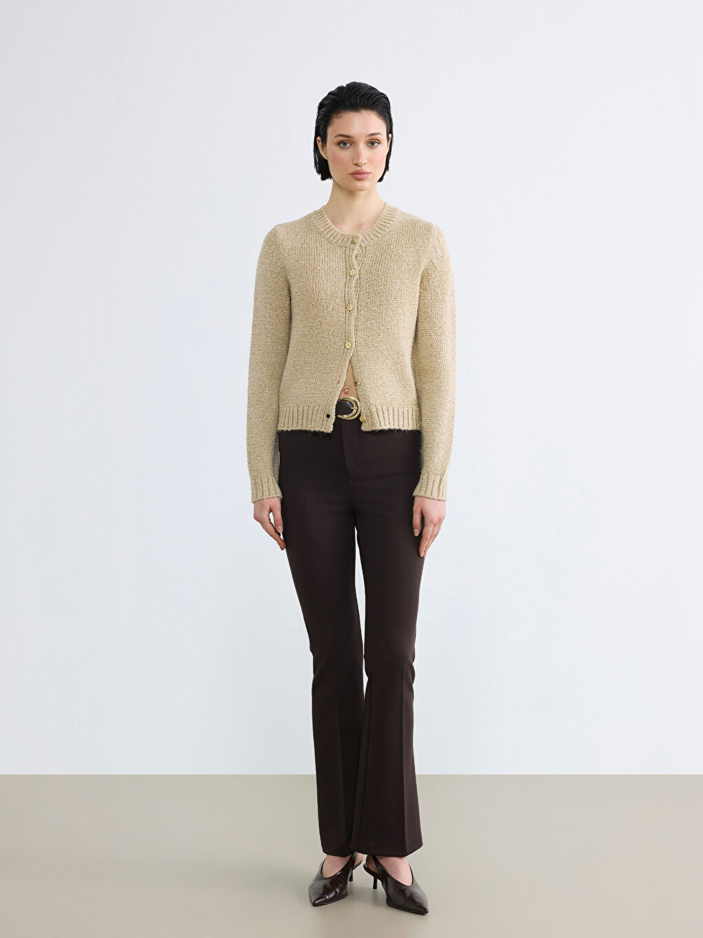 Karışık Bisiklet Yaka Kadın Triko Hırka-1