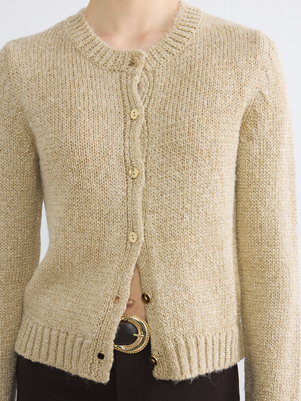 Karışık Bisiklet Yaka Kadın Triko Hırka-2