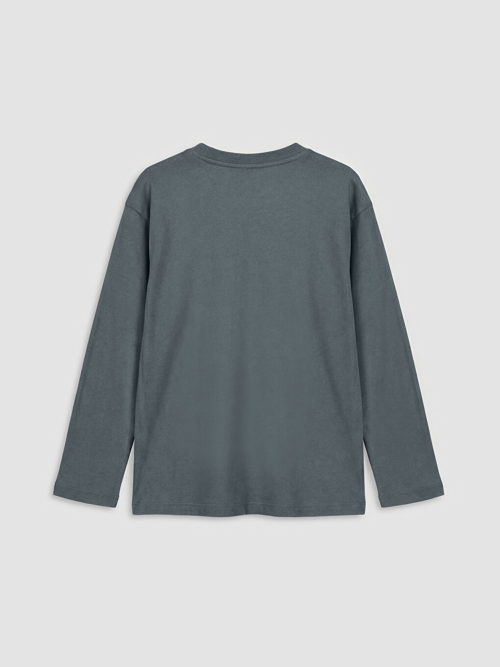 Gri Bisiklet Yaka Baskılı Kız Çocuk Tişört-1