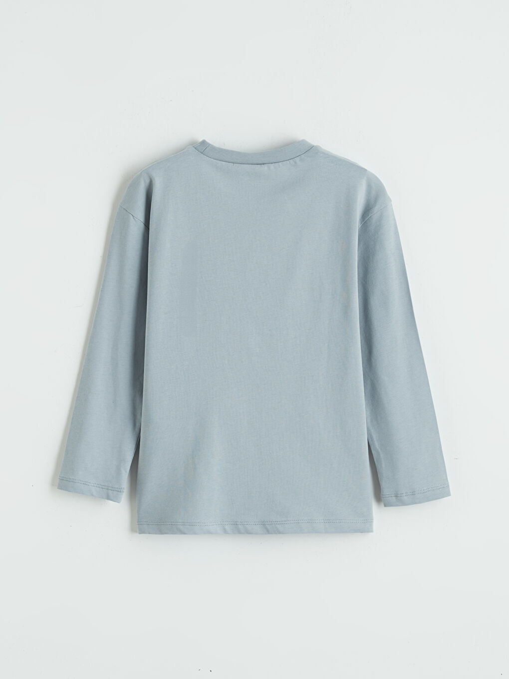 Gri Bisiklet Yaka Baskılı Kız Çocuk Tişört-1