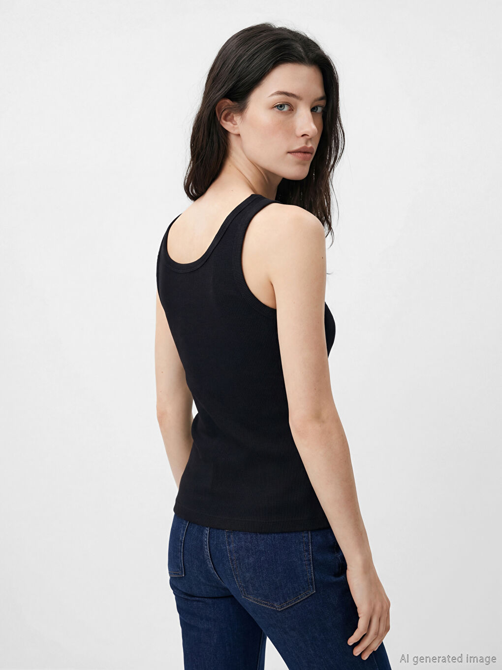 Siyah Bisiklet Yaka Kadın Atlet-2