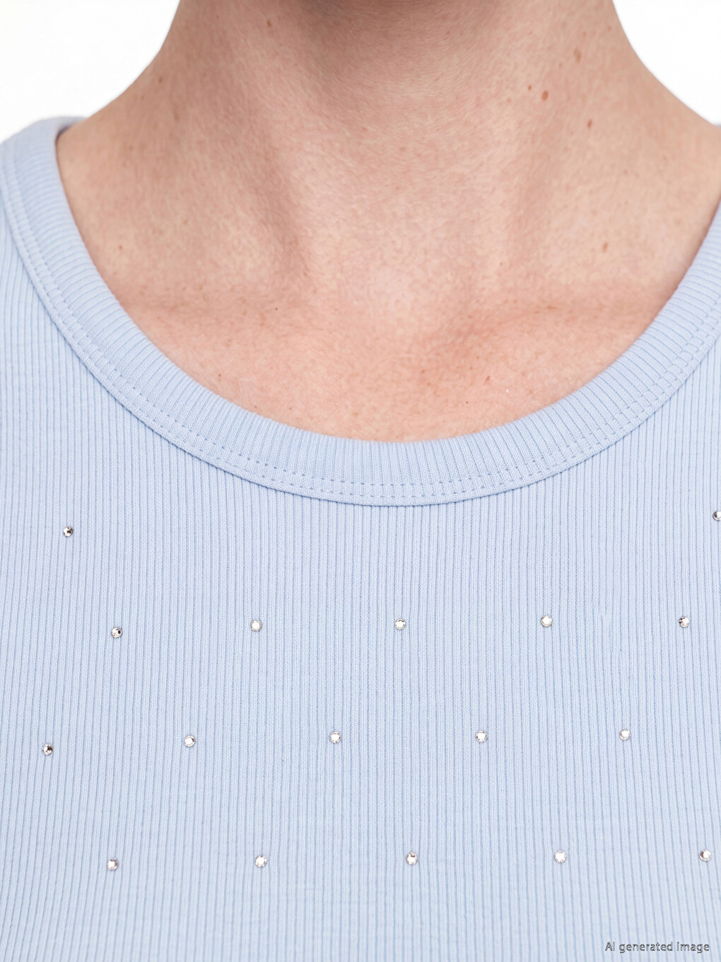 Crew Neck Rhinestone Embellished Women's Tank Top-2