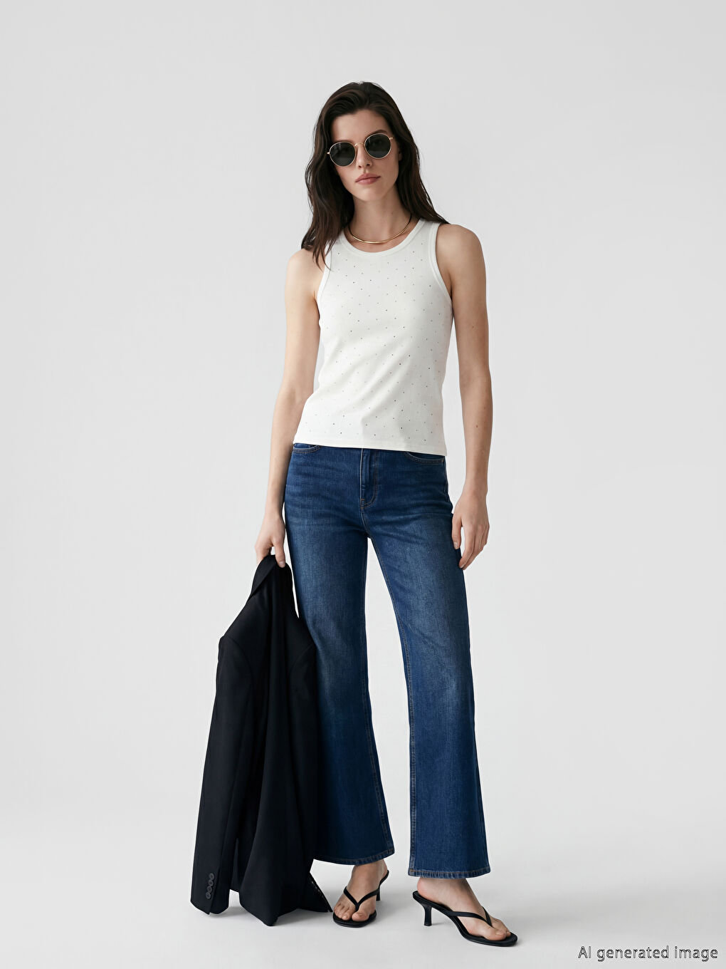 Beyaz Bisiklet Yaka Kadın Atlet-1