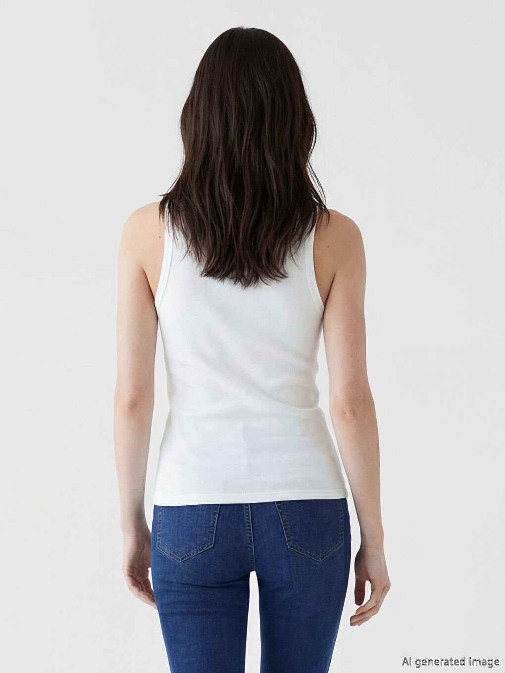 Beyaz Bisiklet Yaka Kadın Atlet-2