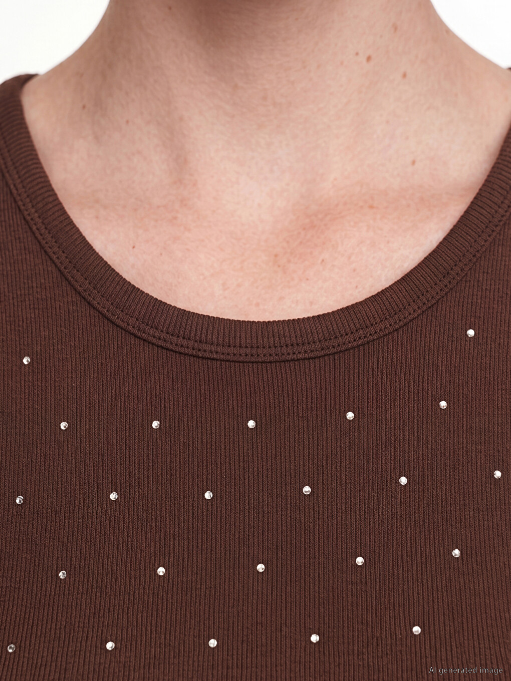 Crew Neck Rhinestone Embellished Women's Tank Top-2