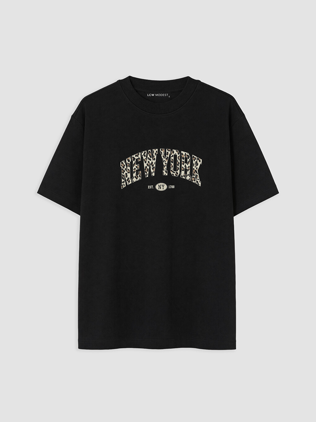 Bisiklet Yaka New York Baskılı Kadın Tişört