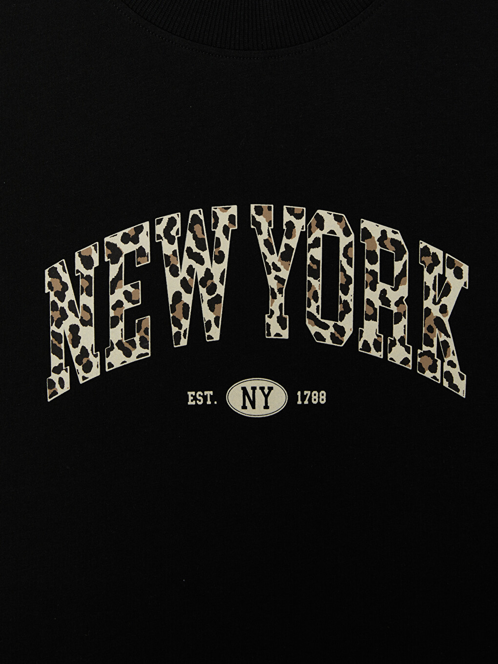 Bisiklet Yaka New York Baskılı Kadın Tişört-2