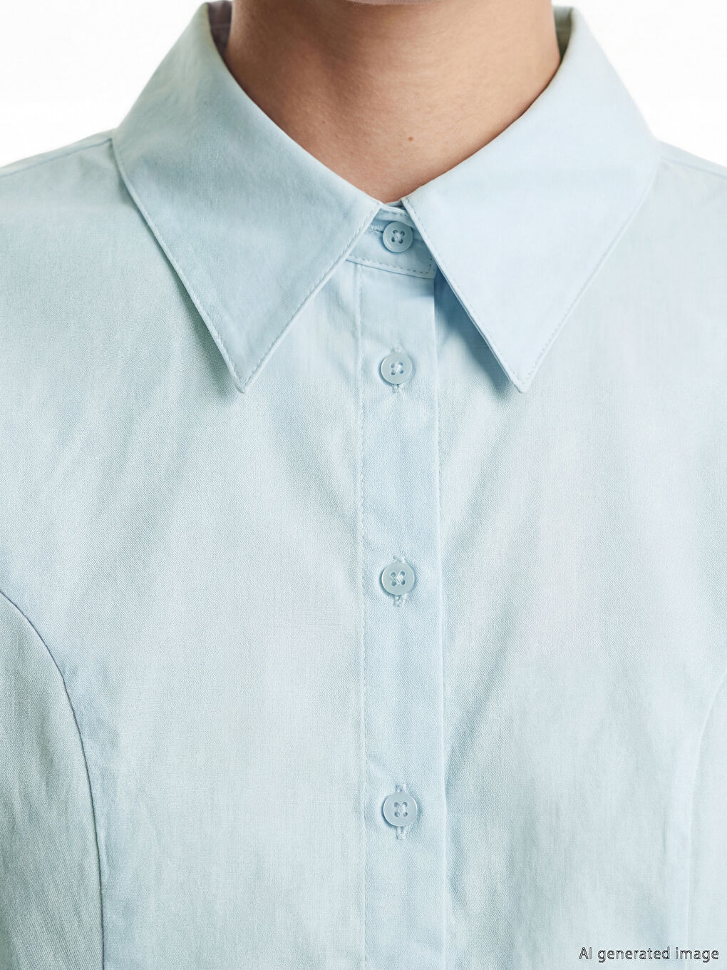 Mavi Poplin Kadın Gömlek-2