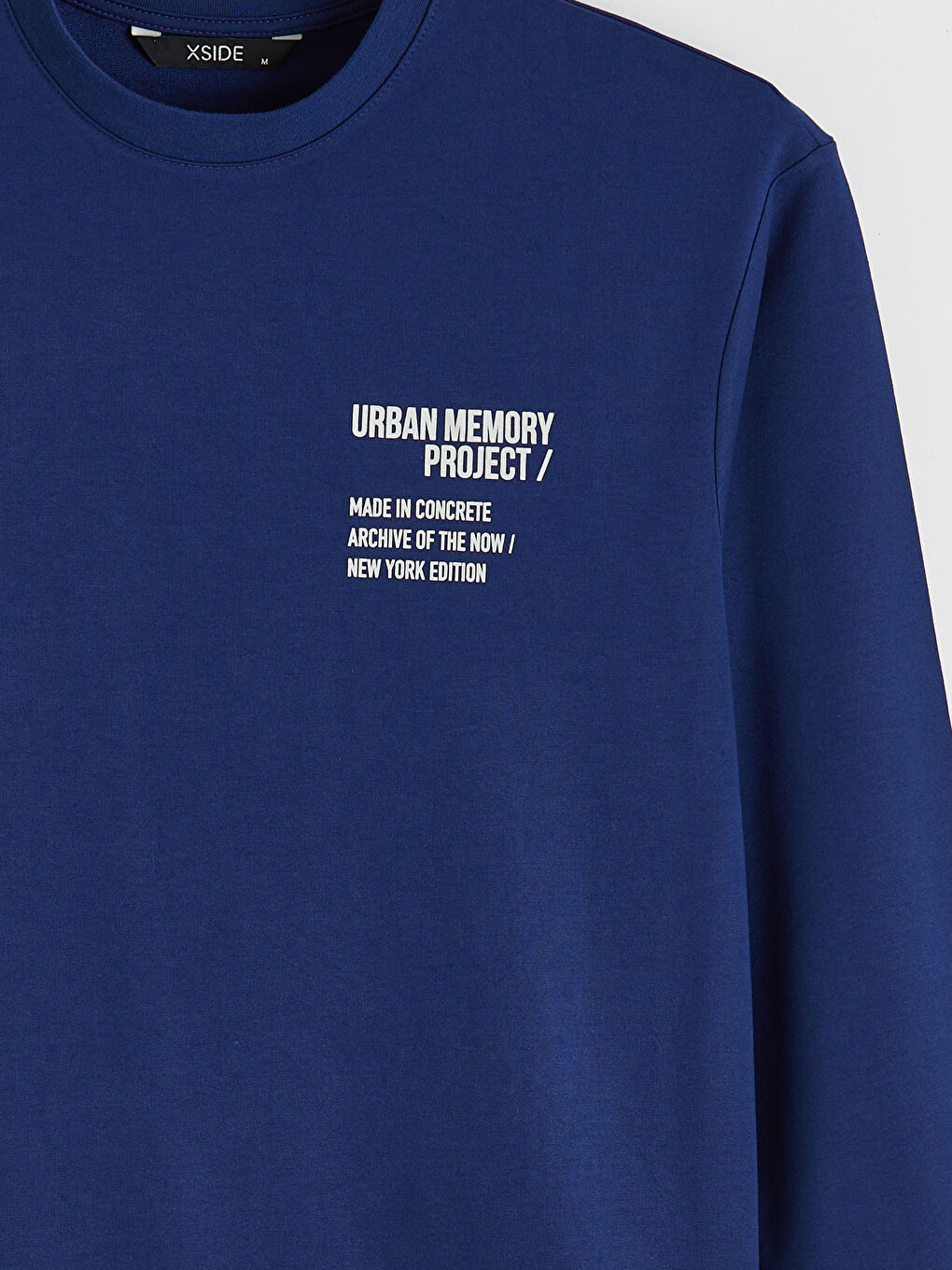 Lacivert Bisiklet Yaka Baskılı Erkek Sweatshirt-6