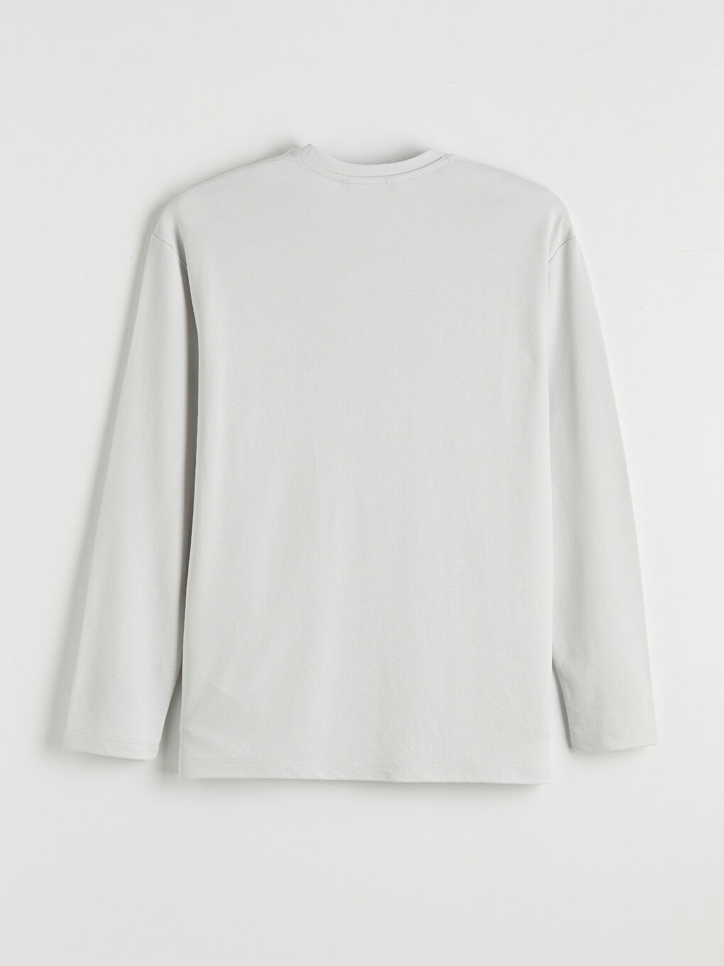 Gri Bisiklet Yaka Baskılı Erkek Sweatshirt-1