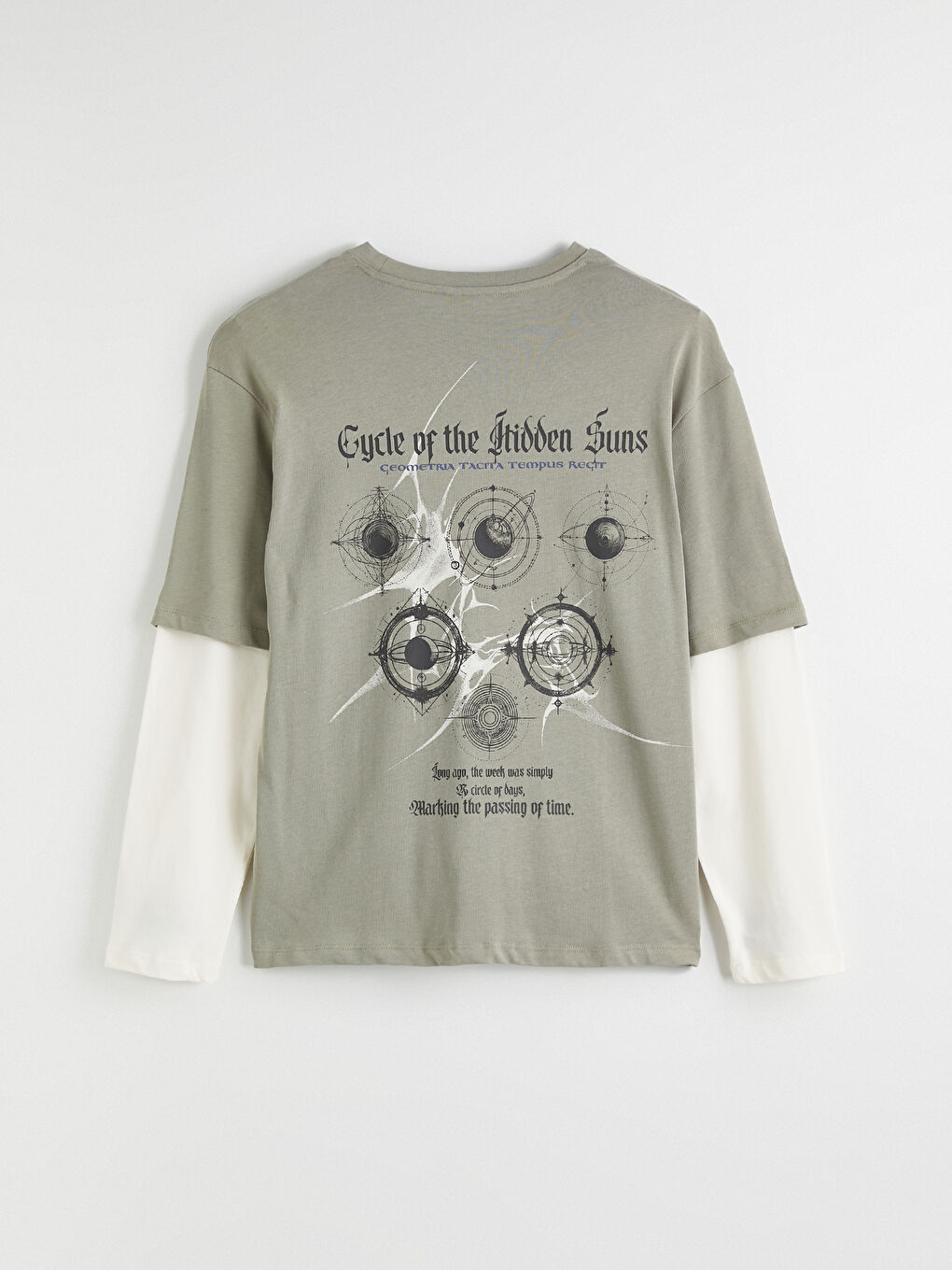 Haki Bisiklet Yaka Baskılı Erkek Sweatshirt-6