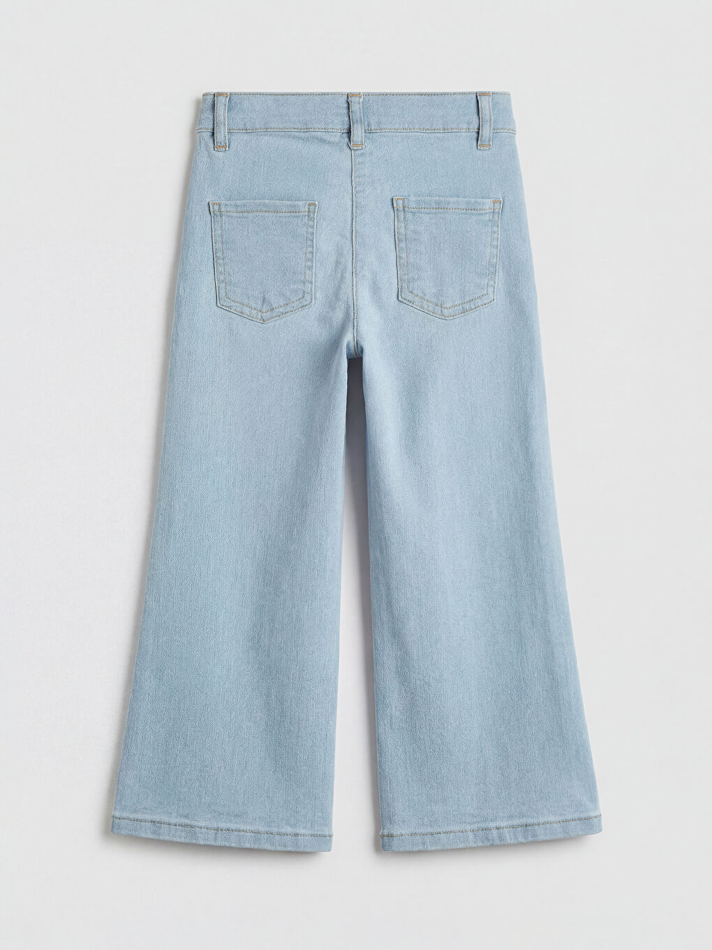 Mavi İspanyol Paça Baskılı Kız Çocuk Jean Pantolon-1