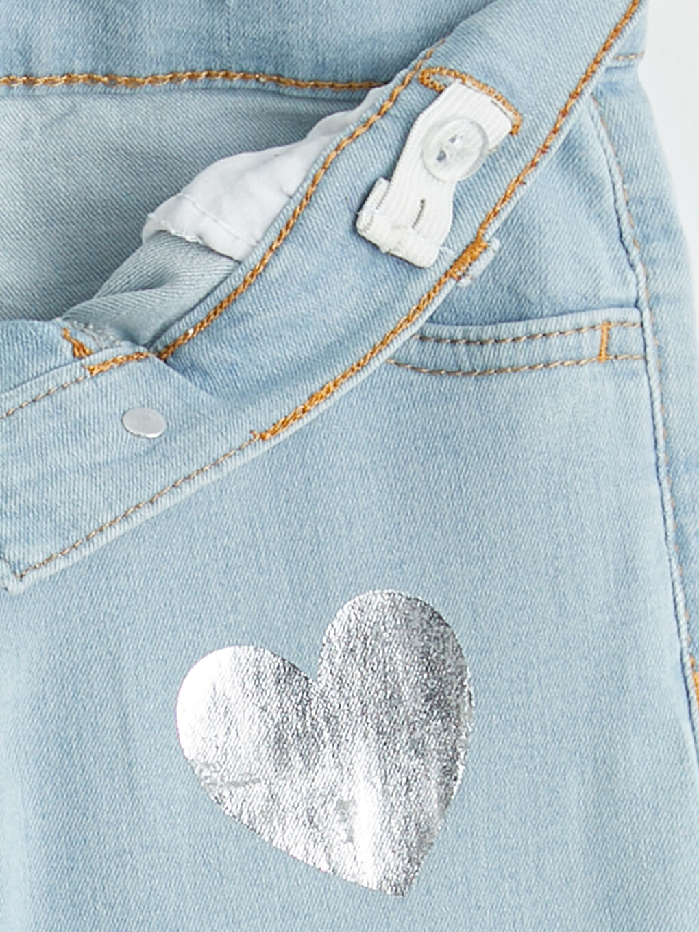 Mavi İspanyol Paça Baskılı Kız Çocuk Jean Pantolon-2