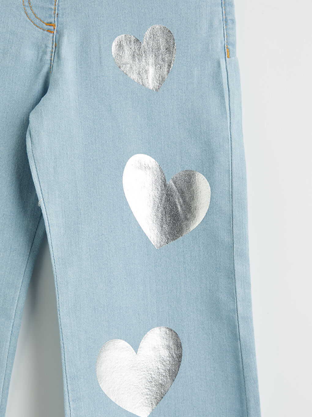 Mavi İspanyol Paça Baskılı Kız Çocuk Jean Pantolon-3