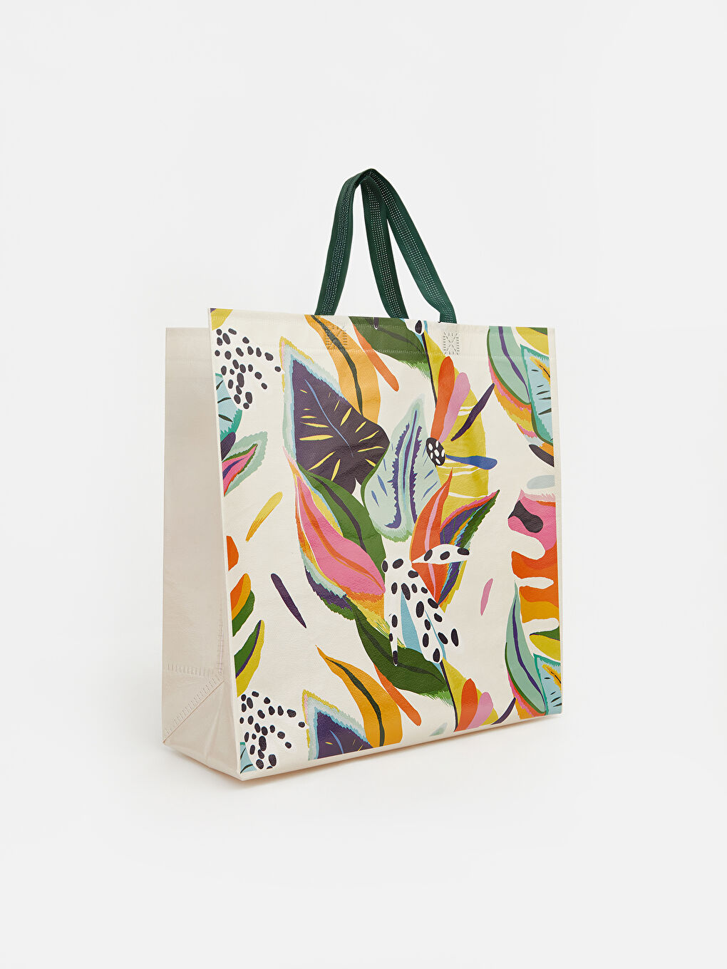 Karışık Yaprak Desenli Çift Saplı Alışveriş Çantası-1