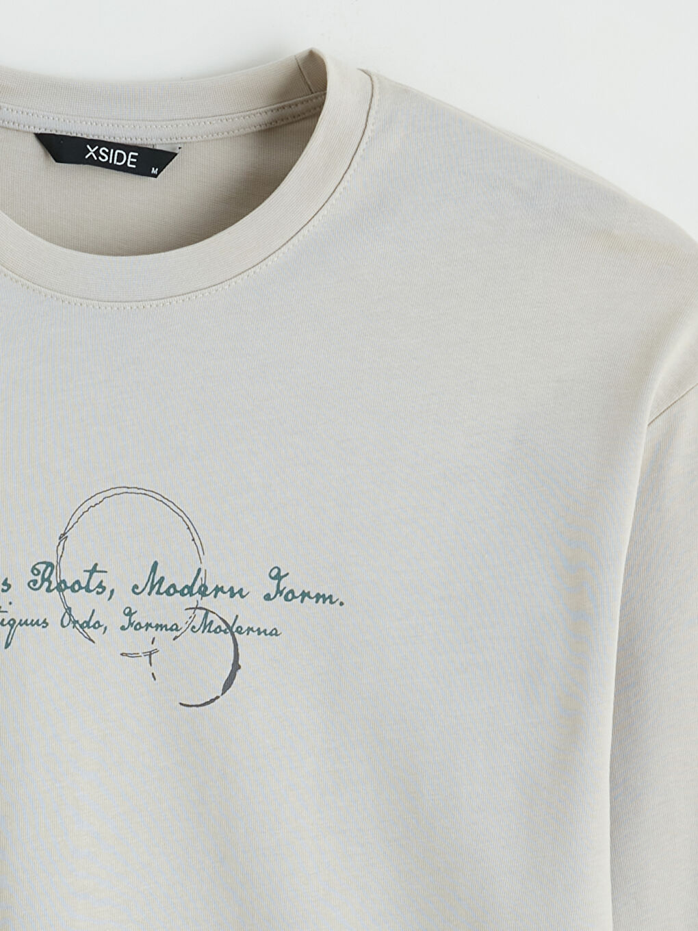 Gri Baskılı Bisiklet Yaka Erkek Sweatshirt-2