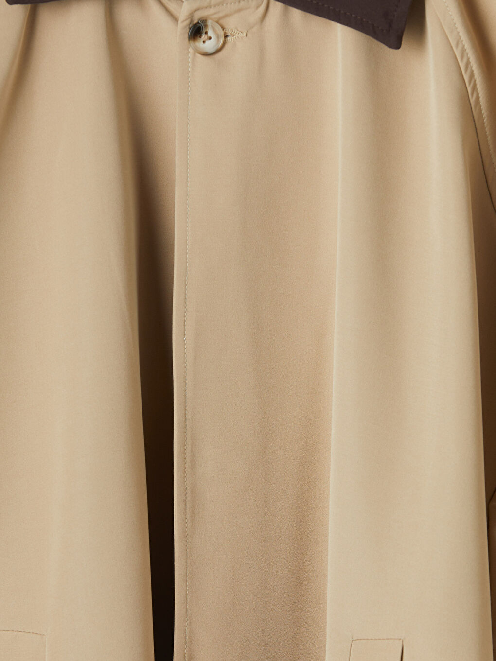 Bej Gömlek Yaka Kadın Trençkot-5