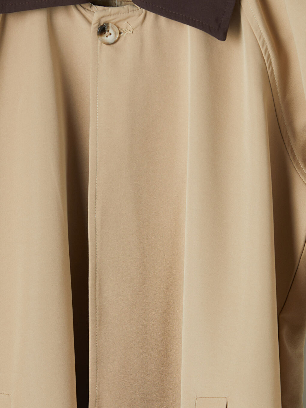 Bej Gömlek Yaka Kadın Trençkot-4