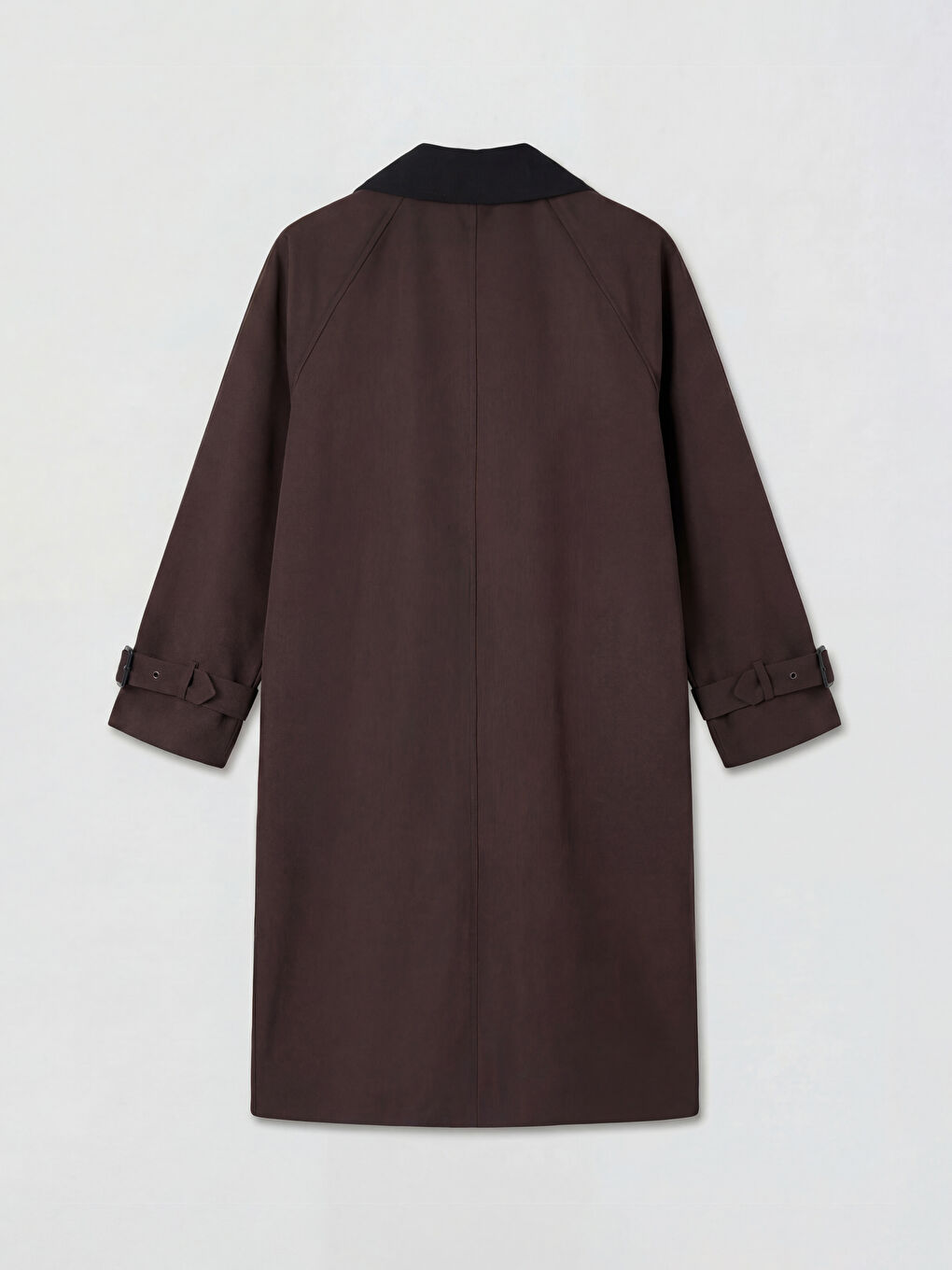 Kahverengi Kontrast Yaka Oversize Kadın Trençkot-7