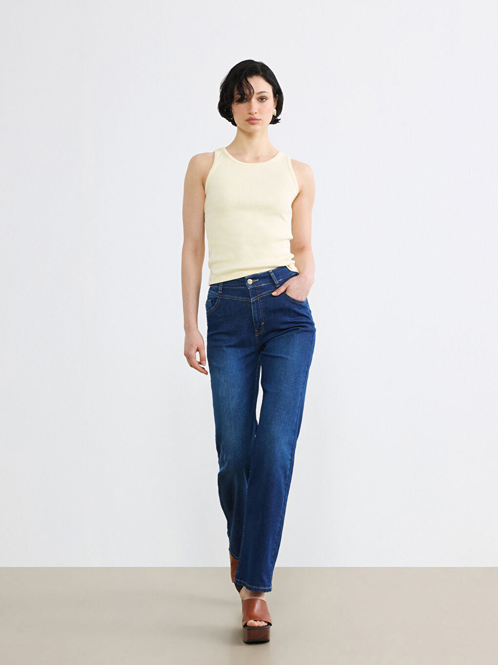 Lacivert Straight Fit Kadın Jean Pantolon