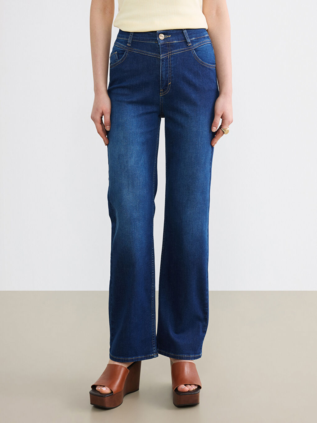 Lacivert Straight Fit Kadın Jean Pantolon-2