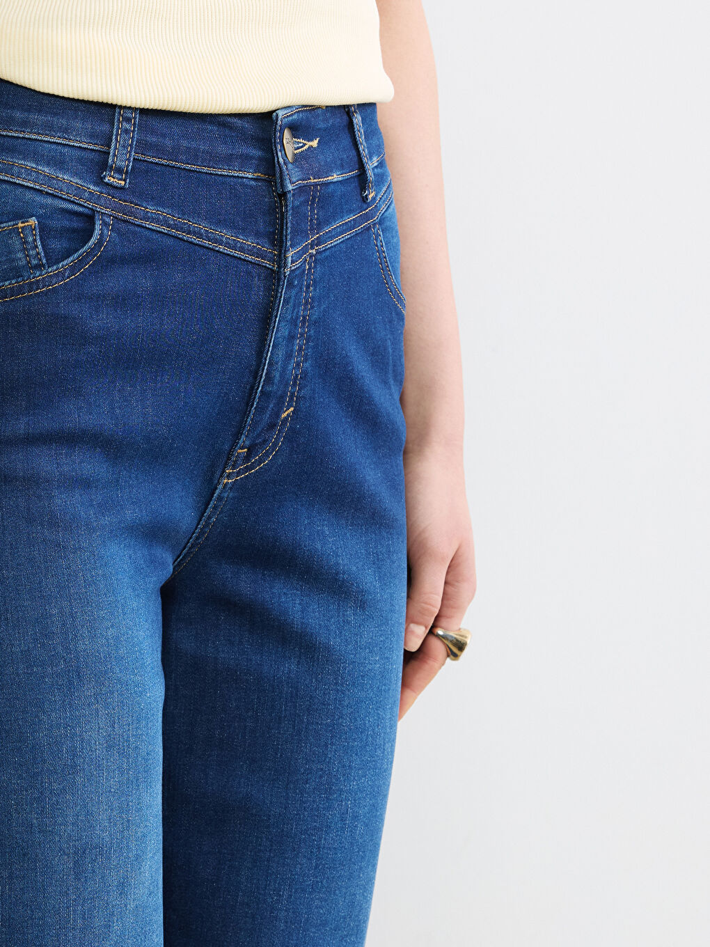 Lacivert Straight Fit Kadın Jean Pantolon-3