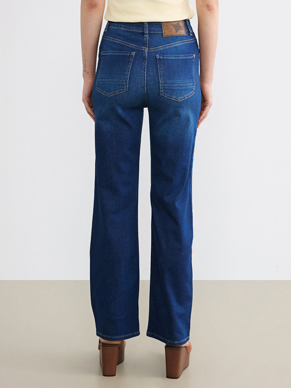 Lacivert Straight Fit Kadın Jean Pantolon-5