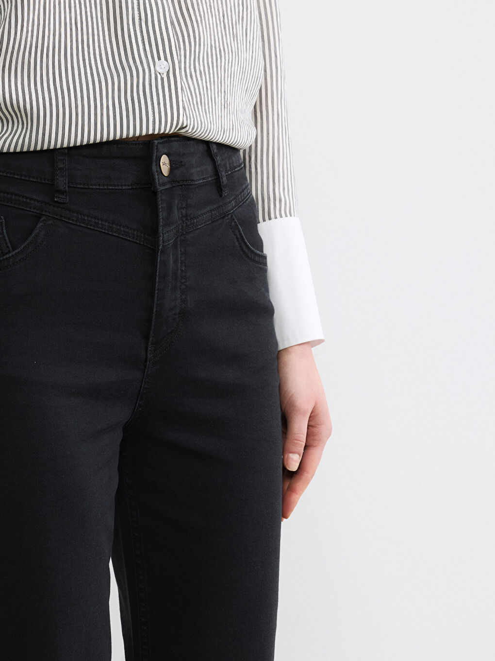 Siyah Straight Fit Kadın Jean Pantolon-3