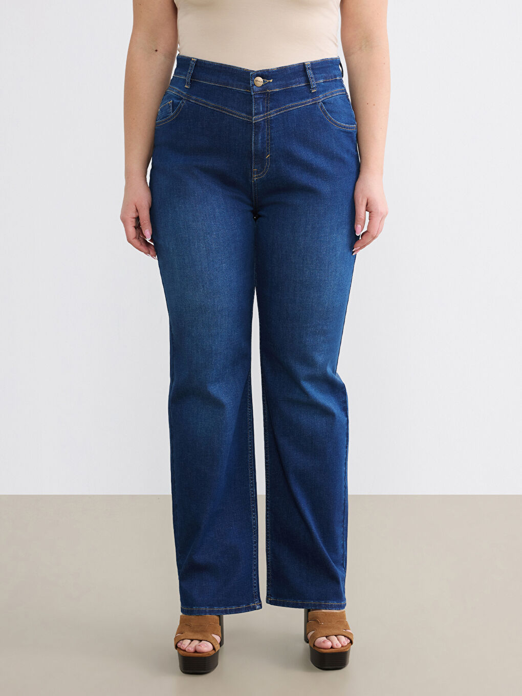 Lacivert Straight Fit Kadın Jean Pantolon-6